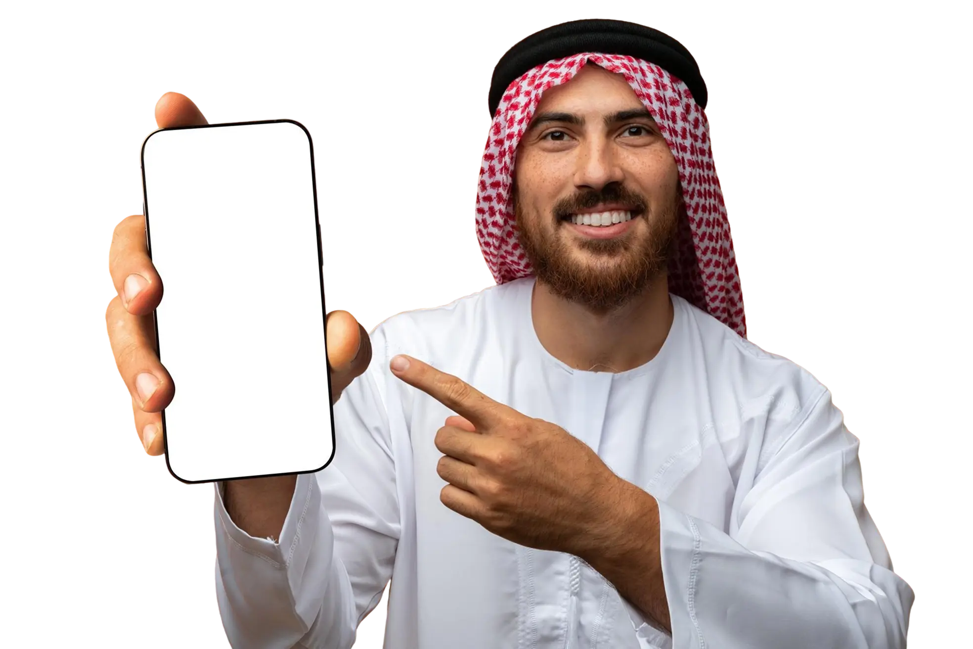 Saudi man carrying serv5 logo